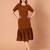 Brown ruffle work polyester sheath midi dress for women