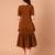 Brown ruffle work polyester sheath midi dress for women