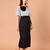 Black & white polka dot floral polyester off-shoulder maxi dress