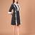 Black & white checked ruffle work polyester shirt dress