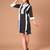 Black & white checked ruffle work polyester shirt dress
