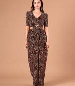 Brown animal printed crepe cut-out maxi dress for women