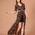 Brown animal printed crepe cut-out maxi dress for women