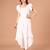 White ruffle work crepe a-line midi dress for women