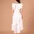 White ruffle work crepe a-line midi dress for women