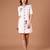 Ivory embroidered polyester blend shift dress for women