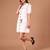 Ivory embroidered polyester blend shift dress for women