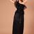 Black sequin embroidered one-shoulder maxi dress for women