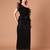 Black sequin embroidered one-shoulder maxi dress for women
