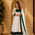 white Embroidery and Seuence Work Anarkali Gown With Pant and Dupatta 3pc set