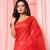 Red handloom cotton blend saree with gorgeous pallu