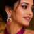 Gold Finish American Diamond Ruby Cluster Drop Earrings