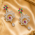 Gold Finish American Diamond Floral Drop Earrings