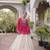 Pink Georgette Leheriya Print Katchi Peplum Blouse With Flared Lehenga