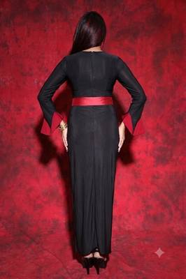 Black & red colorblocked lycra maxi dress for women 4