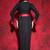 Black & red colorblocked lycra maxi dress for women