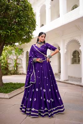 PURPLE Bandhej Print With Lace Touch Up Pure Chanderi Flared Lehenga Lehenga Choli With Blouse 2