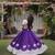 Purple & White Lotus Flower Gota & Mirror Lace Work Roman Flared Lehenga With Kutchi Gamthi Blouse Set