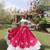Pink & White Lotus Flower Gota & Mirror Lace Work Roman Flared Lehenga With Kutchi Gamthi Blouse Set
