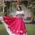 Pink & White Lotus Flower Gota & Mirror Lace Work Roman Flared Lehenga With Kutchi Gamthi Blouse Set