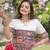 Pink & White Lotus Flower Gota & Mirror Lace Work Roman Flared Lehenga With Kutchi Gamthi Blouse Set