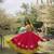 Pink & Lemon Yellow Lotus Flower Gota & Mirror Lace Work Roman Flared Lehenga With Kutchi Gamthi Blouse Set