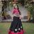 black & pink lotus Flower Gota & Mirror Lace Work Roman Flared Lehenga With Kutchi Gamthi Blouse Set