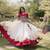 WHITE & MAROON lotus Flower Gota & Mirror Lace Work Roman Flared Lehenga With Kutchi Gamthi Blouse Set