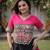 black & pink lotus Flower Gota & Mirror Lace Work Roman Flared Lehenga With Kutchi Gamthi Blouse Set