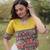 White & Lemon Yellow Lotus Flower Gota & Mirror Lace Work Roman Flared Lehenga With Kutchi Gamthi Blouse Set