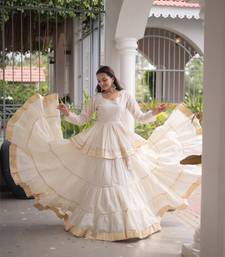 Ivory Elegant Cora Cotton Gota-Patti & Lace Work Lehenga Choli Set for Women