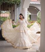 Ivory Elegant Cora Cotton Gota-Patti & Lace Work Lehenga Choli Set for Women