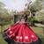 MAROON  & BLACK lotus Flower Gota & Mirror Lace Work Roman Flared Lehenga With Kutchi Gamthi Blouse Set