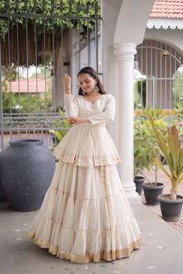 Ivory Elegant Cora Cotton Gota-Patti & Lace Work Lehenga Choli Set for Women 4