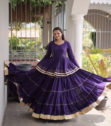 Royal Purple Elegant Cora Cotton Gota-Patti & Lace Work Lehenga Choli Set for Women