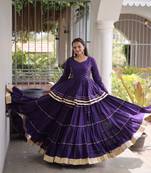 Royal Purple Elegant Cora Cotton Gota-Patti & Lace Work Lehenga Choli Set for Women