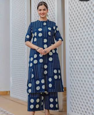 Blue pure cotton kurti palazzo set 2