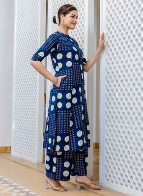 Blue pure cotton kurti palazzo set 4
