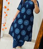 Blue pure cotton kurti palazzo set