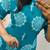 Teal blue pure cotton printed kurti palazzo co-ord set