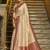 Cream banarasi silk blend saree with red zari border