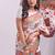White linen cotton blend saree with multicolor ethnic print