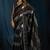 Black satin foil work designer wedding saree