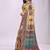 Yellow linen cotton blend saree with multicolor ethnic print