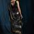 Black satin foil work designer wedding saree