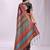 Black linen cotton blend saree with multicolor ethnic print