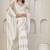 White satin foil work designer wedding saree