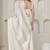 White satin foil work designer wedding saree