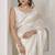 White satin foil work designer wedding saree