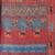 Teal linen cotton blend saree with multicolor ethnic print